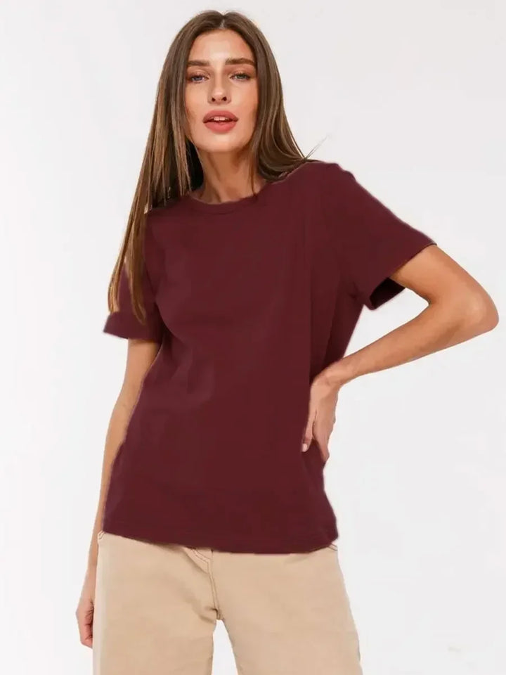 Olivia Bennet | Cotton Tee for Women, Regular Fit, White