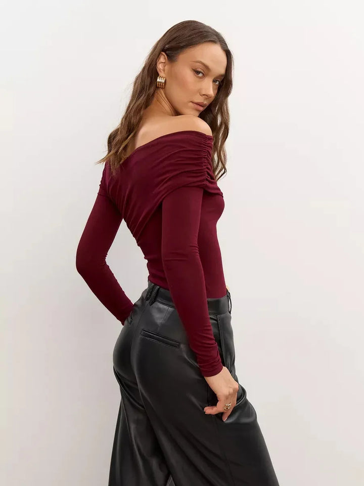Olivia Bennet | Off-Shoulder Top for Women in Cotton Blend, Fitted, White