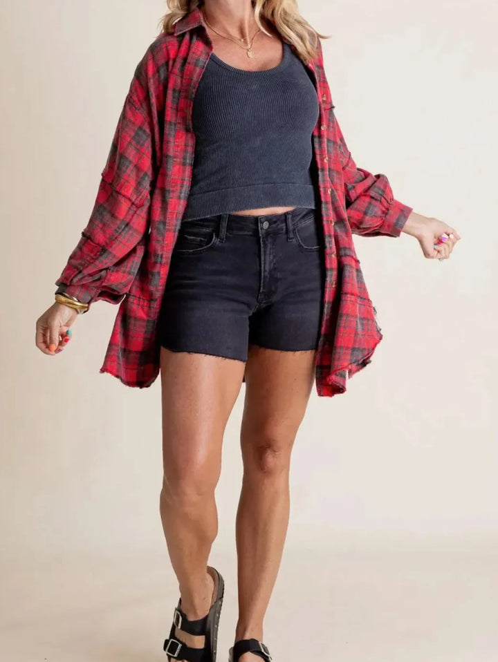 Olivia Bennet | Plaid Flannel Shirt for Women in Green