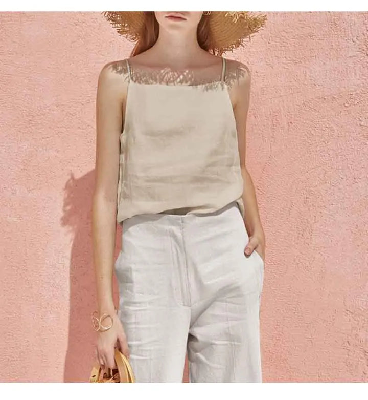 Olivia Bennet | Satin Strap Linen Cami