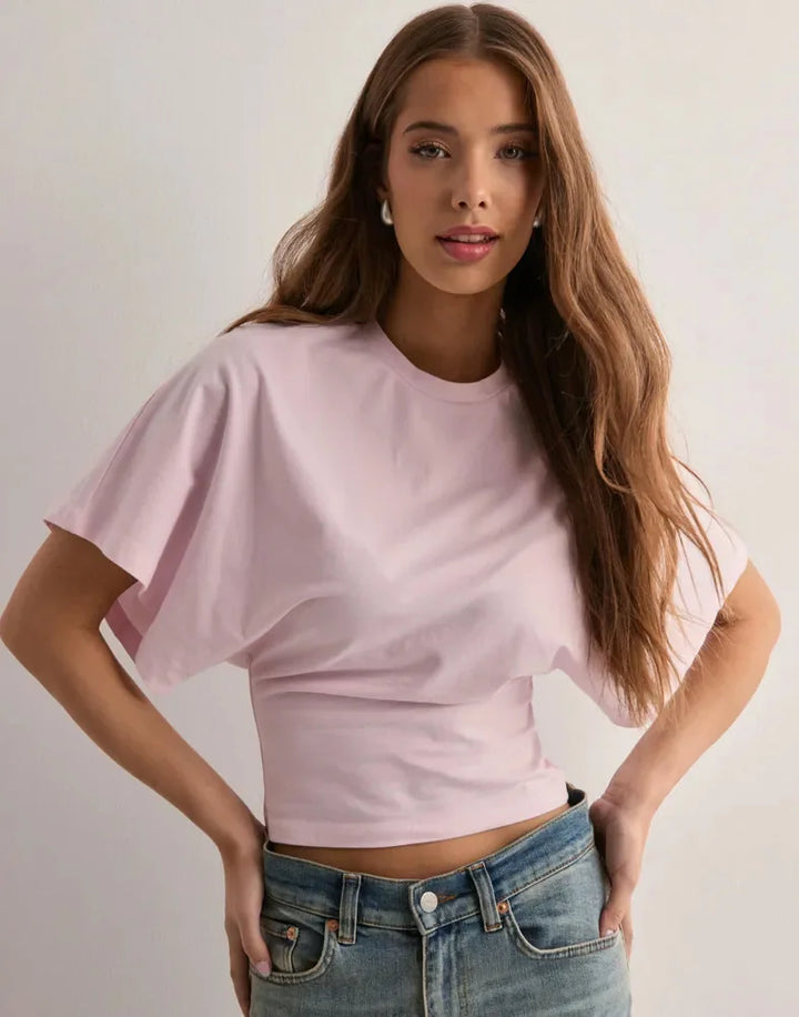 Olivia Bennet | Cotton Drape Tee for Women in White