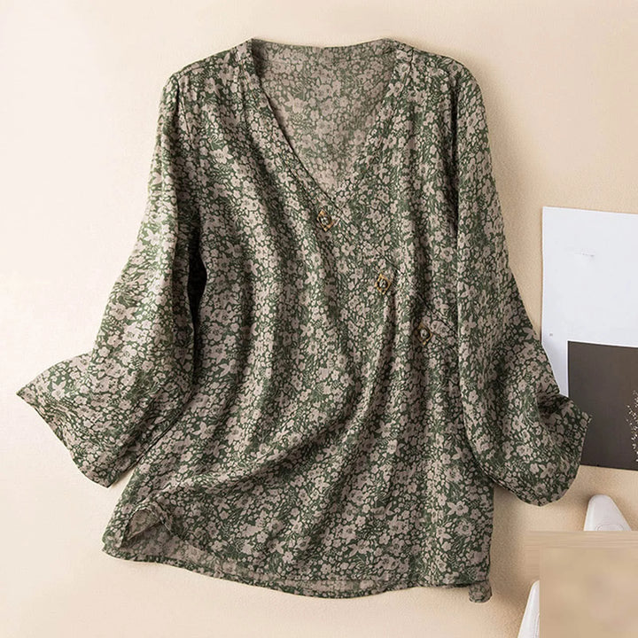 Olivia Bennet | Crosswrap Blouse for Women in Natural Fabric