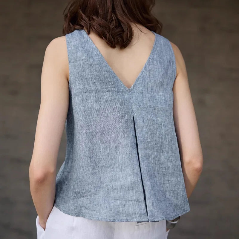 Olivia Bennet | Chambray Linen Reversible Vest