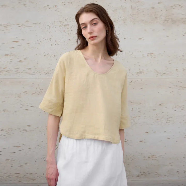 Olivia Bennet | Hemp V-Neck Boxy Top