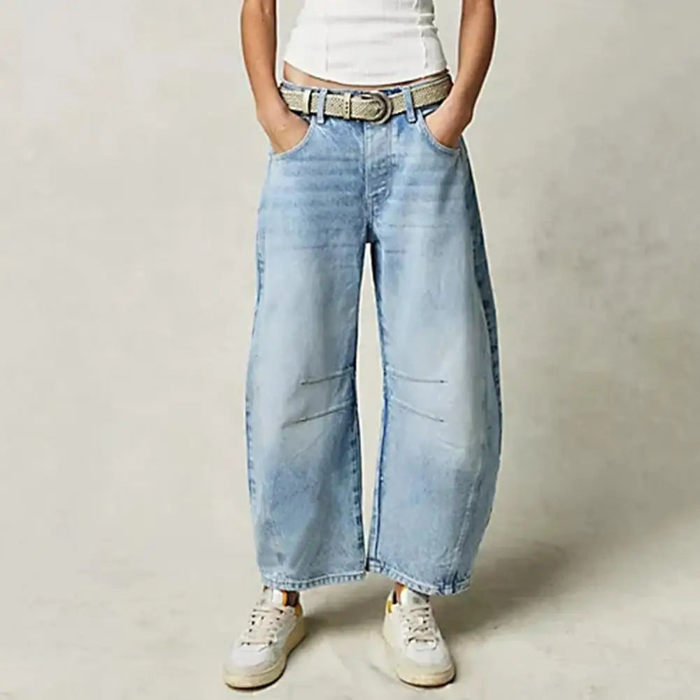 Olivia Bennet | Barrel-Leg Denim Jeans for Women