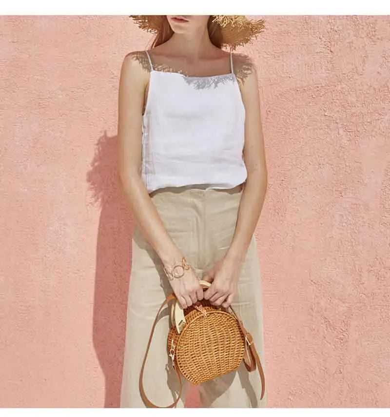 Olivia Bennet | Satin Strap Linen Cami