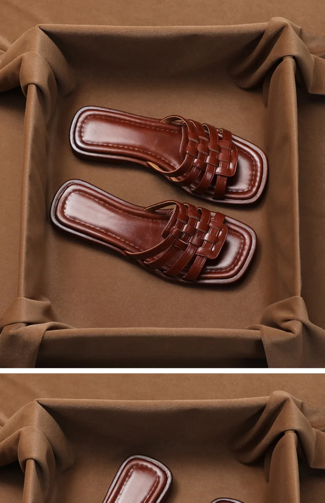 Olivia Bennet | Italian Leather Slides for Women in Natural Color