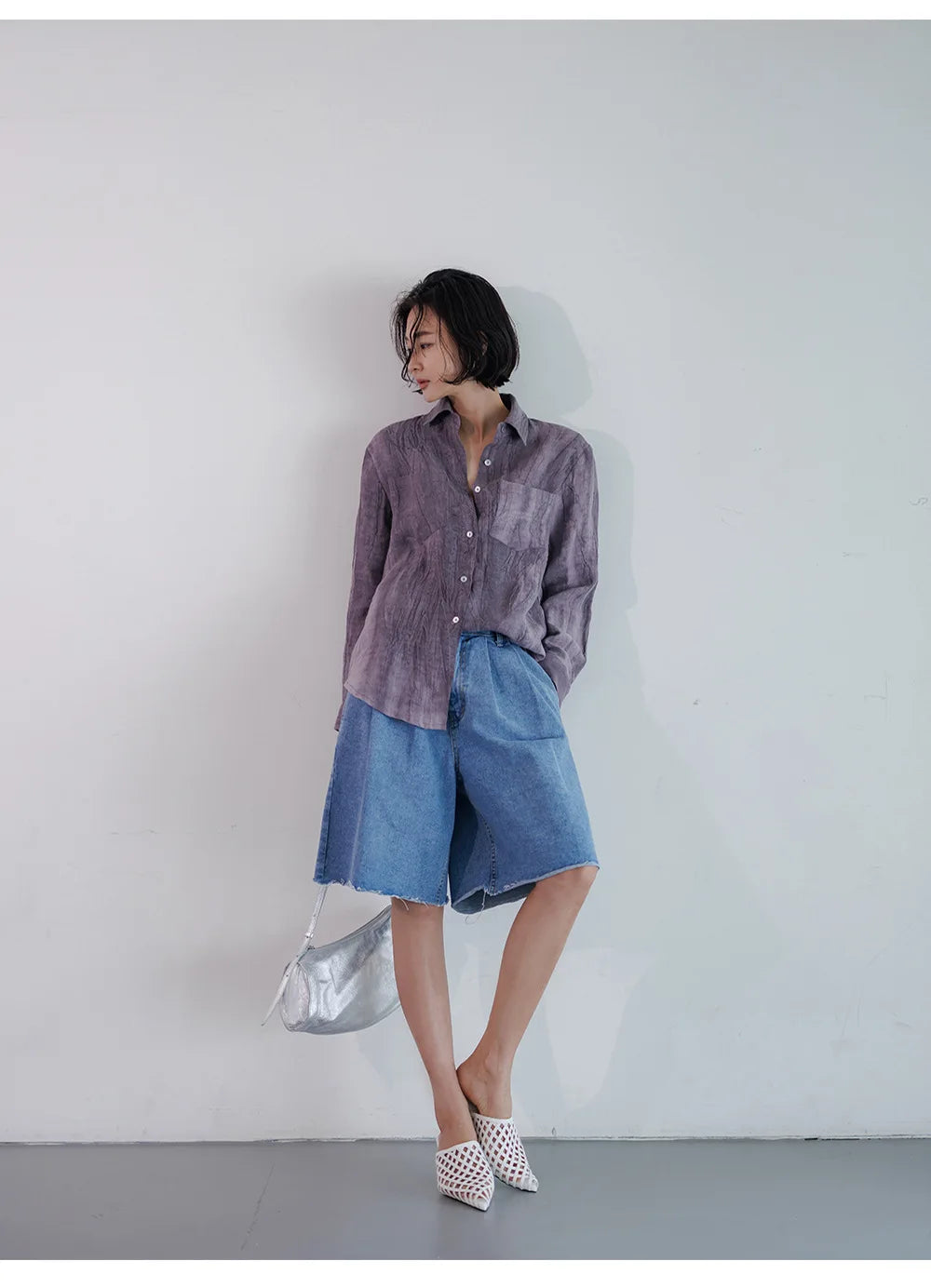 Olivia Bennet | Pleated Linen Button Shirt