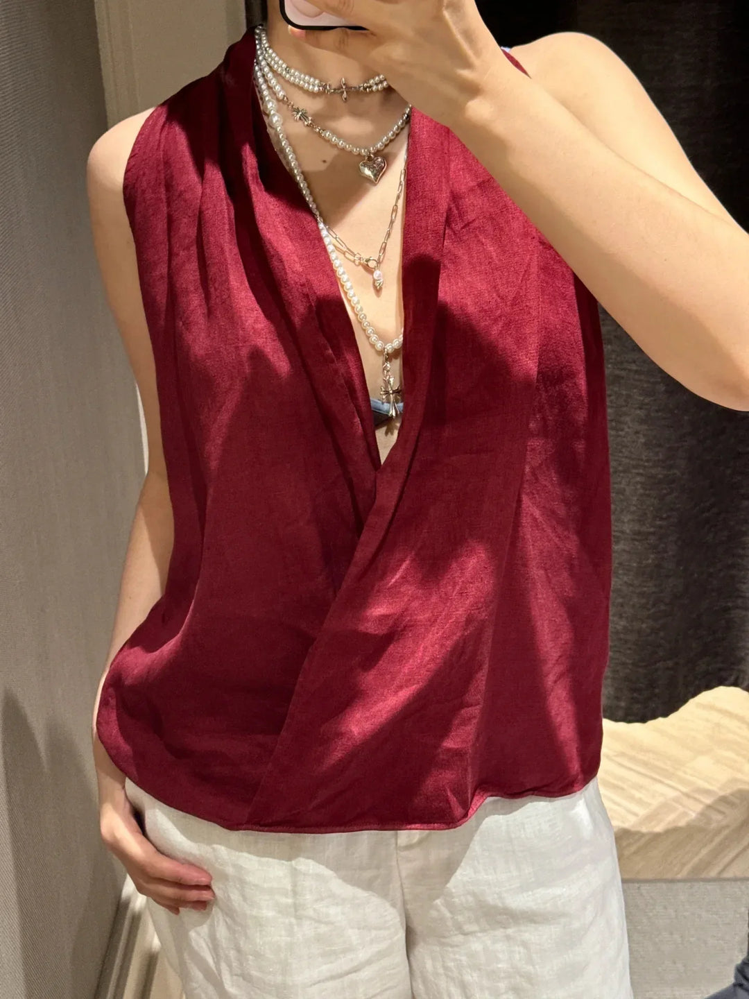 Olivia Bennet | Drape Linen Vest for Women