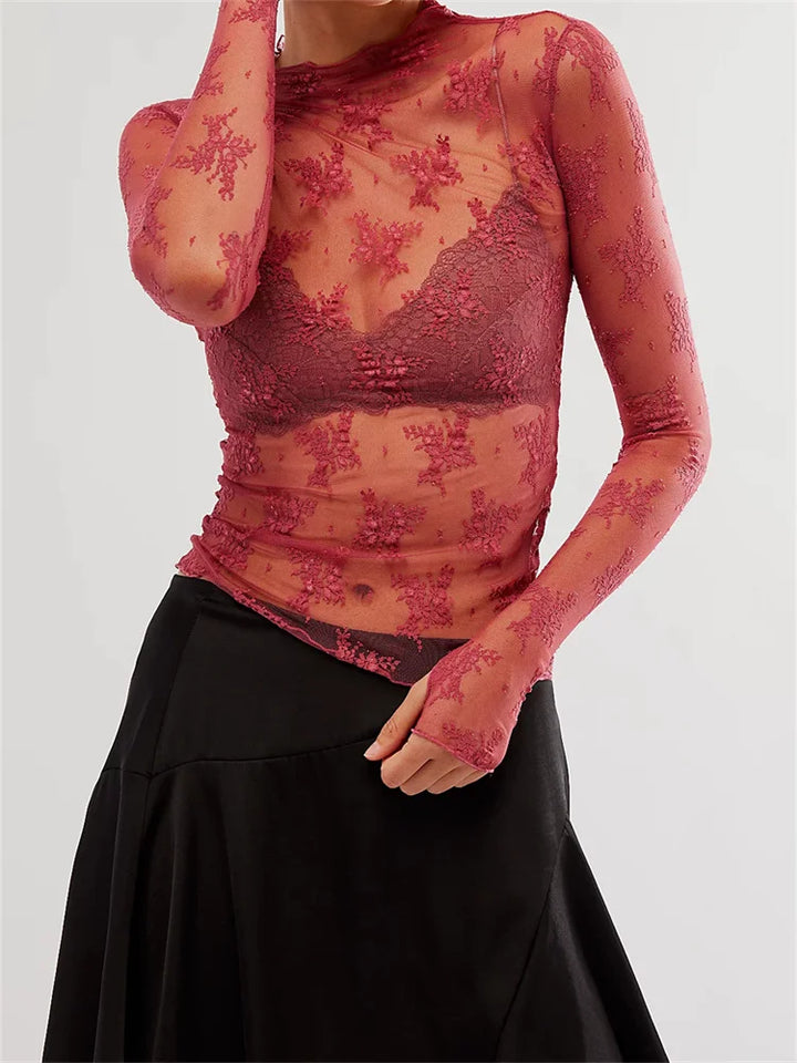 Olivia Bennet | Lace Transparent Top for Women