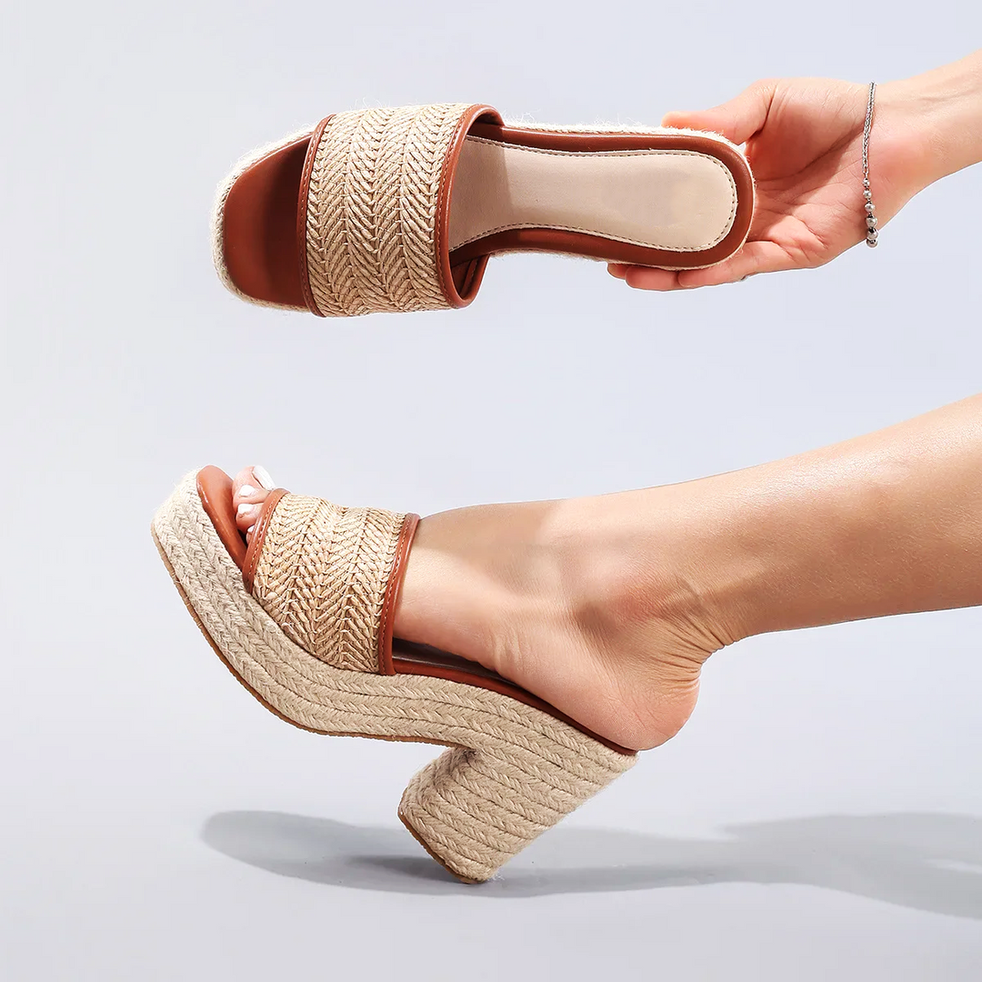 Olivia Bennet | Natural Woven Heels for Women