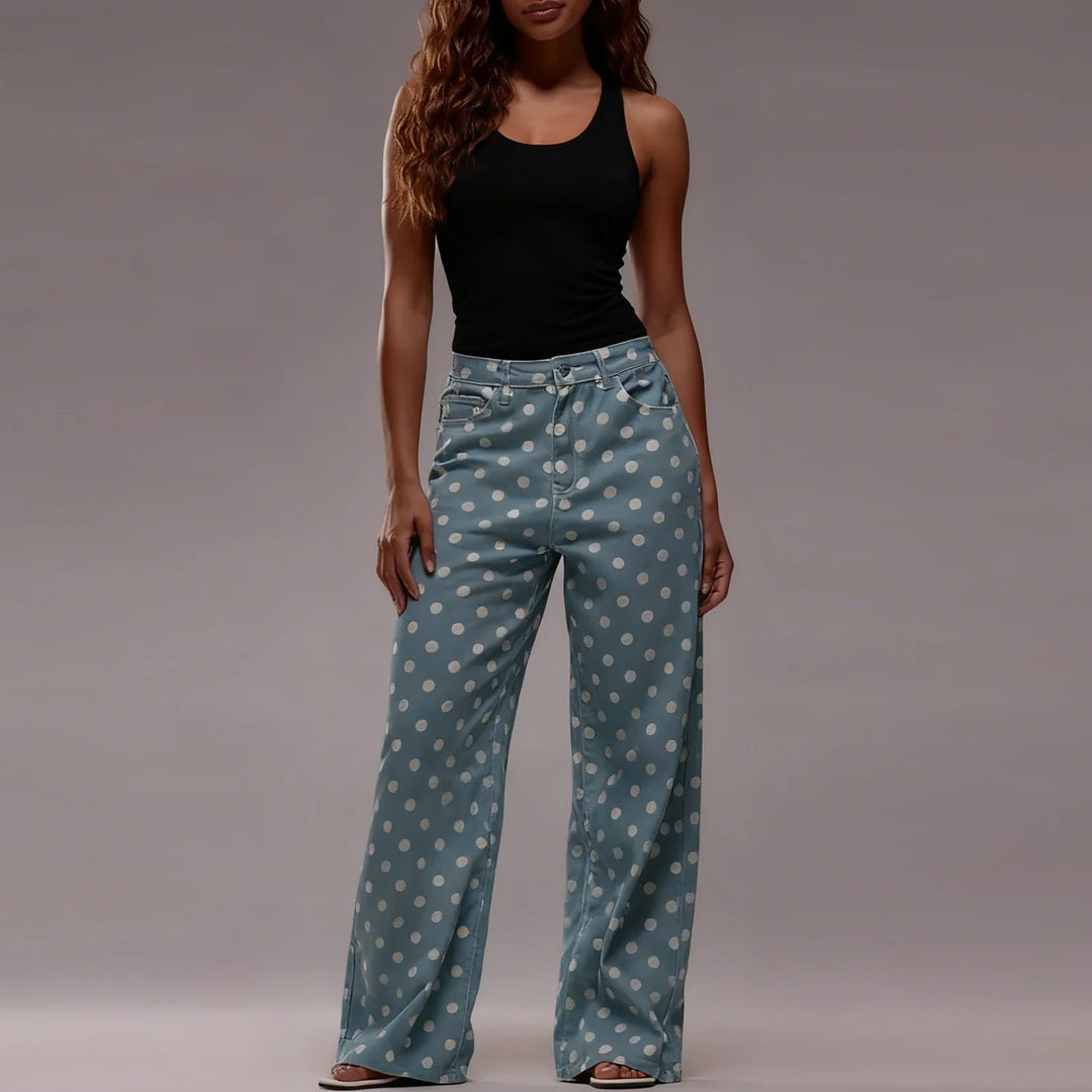 Olivia Bennet | Polka Dot Wide-Leg Trousers
