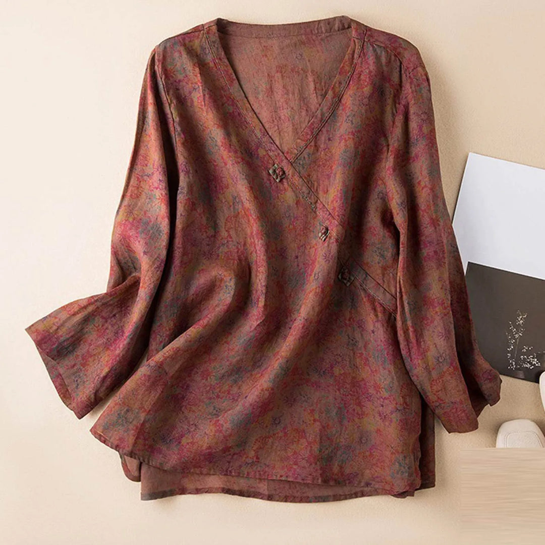 Olivia Bennet | Crosswrap Blouse for Women in Natural Fabric