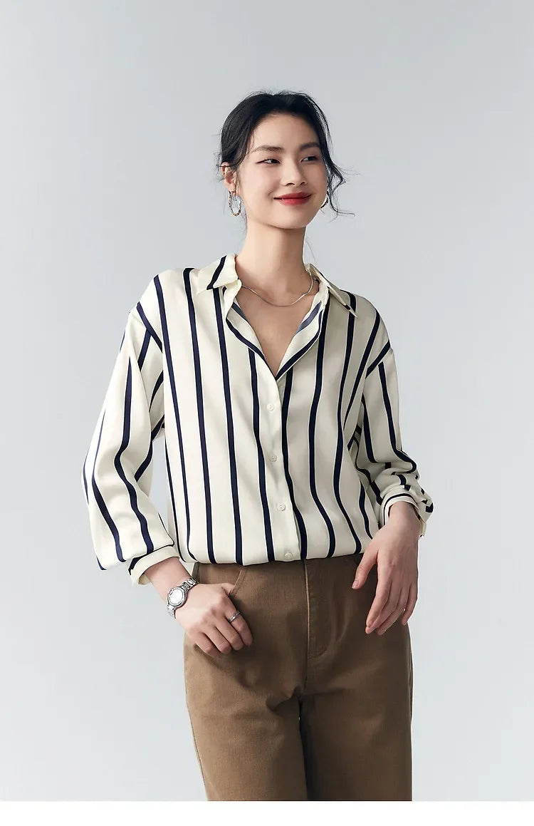 Olivia Bennet | Stripe Satin Blouse for Women