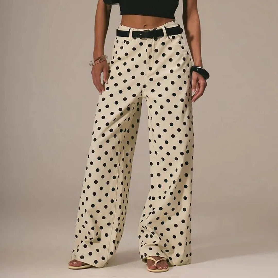 Olivia Bennet | Polka Dot Wide-Leg Trousers