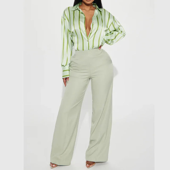 Olivia Bennet | Satin Stripe Shirt for Women
