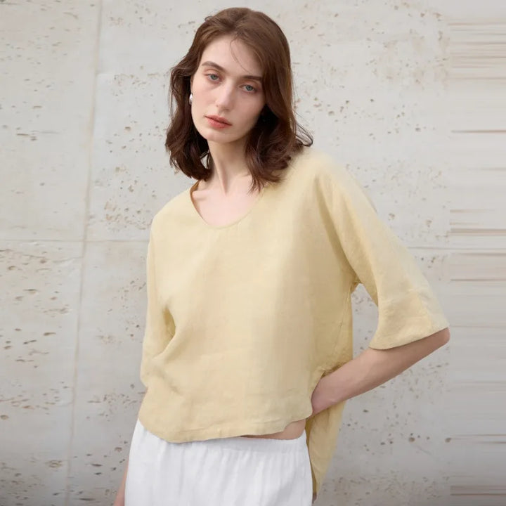 Olivia Bennet | Hemp V-Neck Boxy Top