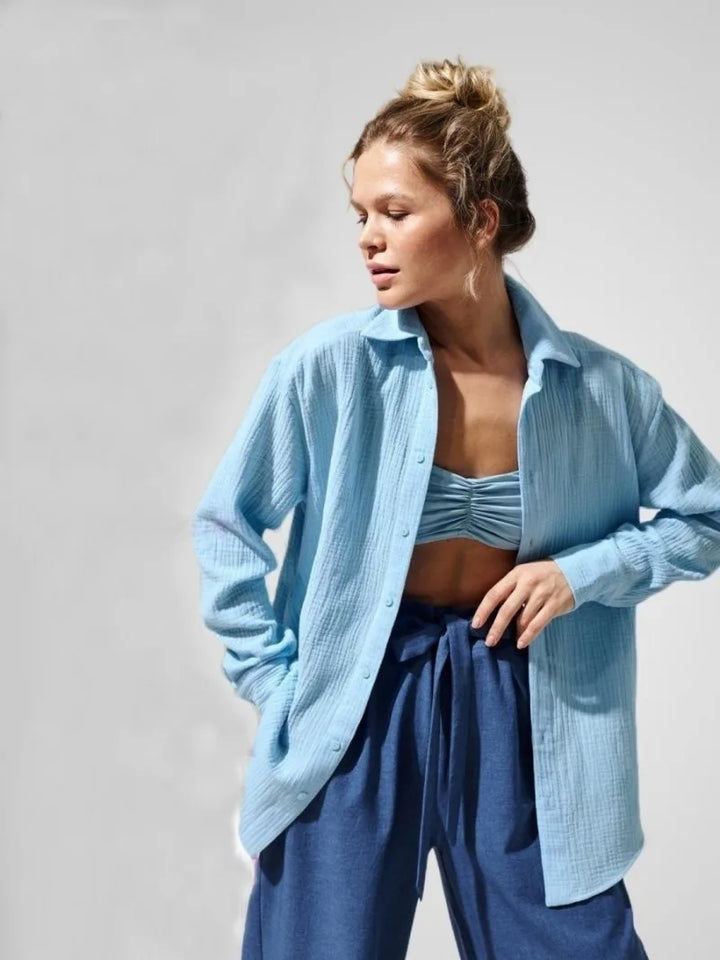 Olivia Bennet | Cotton Summer Shirt for Women in White