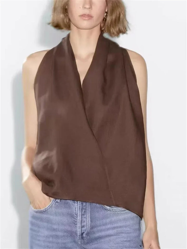 Olivia Bennet | Drape Linen Vest for Women