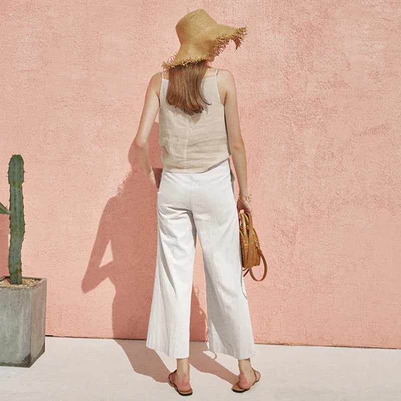 Olivia Bennet | Satin Strap Linen Cami