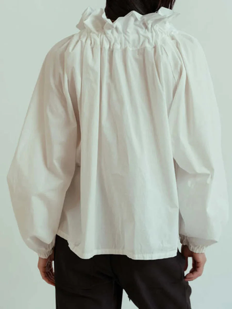 Olivia Bennet | Puffed Cotton Blouse for Women in White