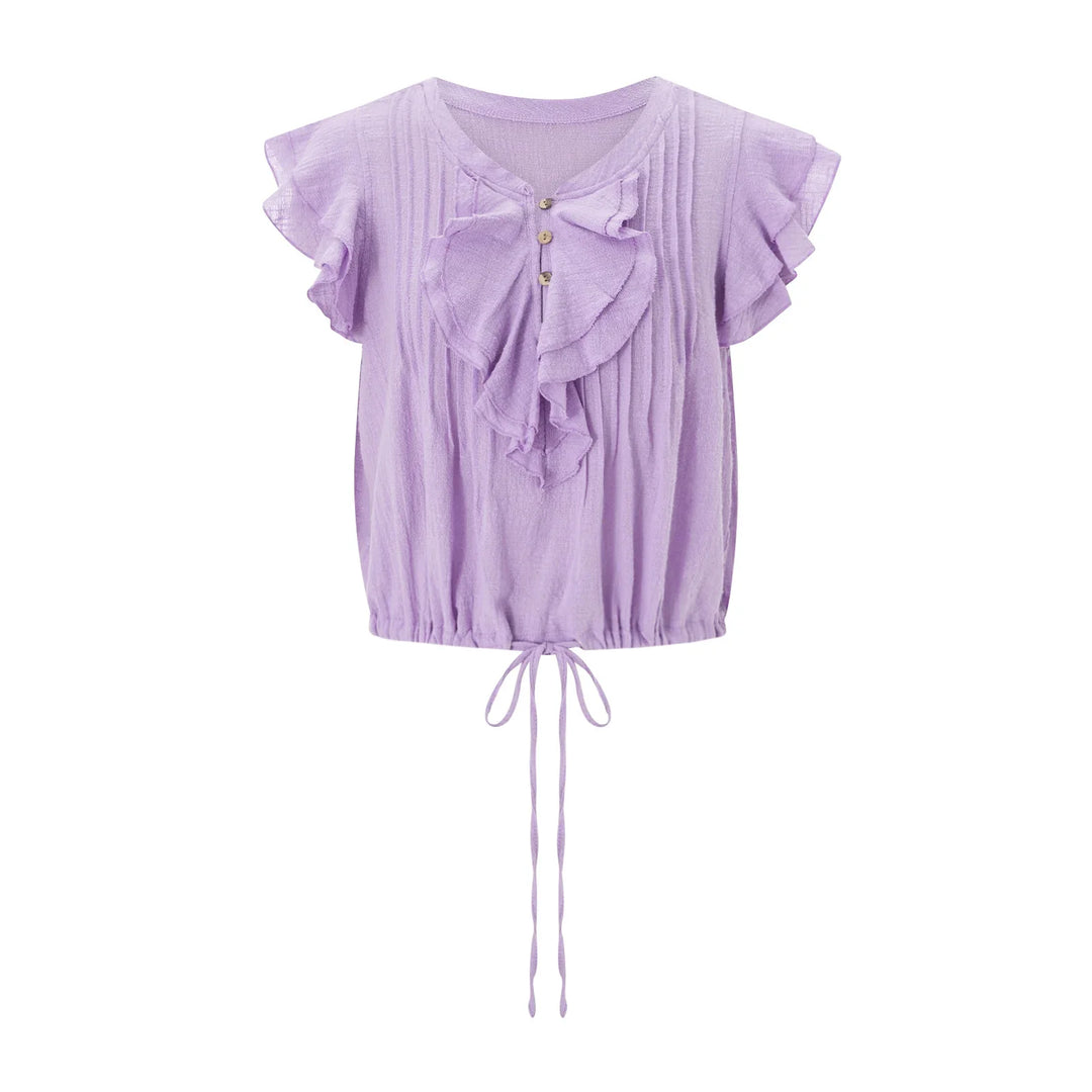 Olivia Bennet | Ruffle Front Gauze Crop Top