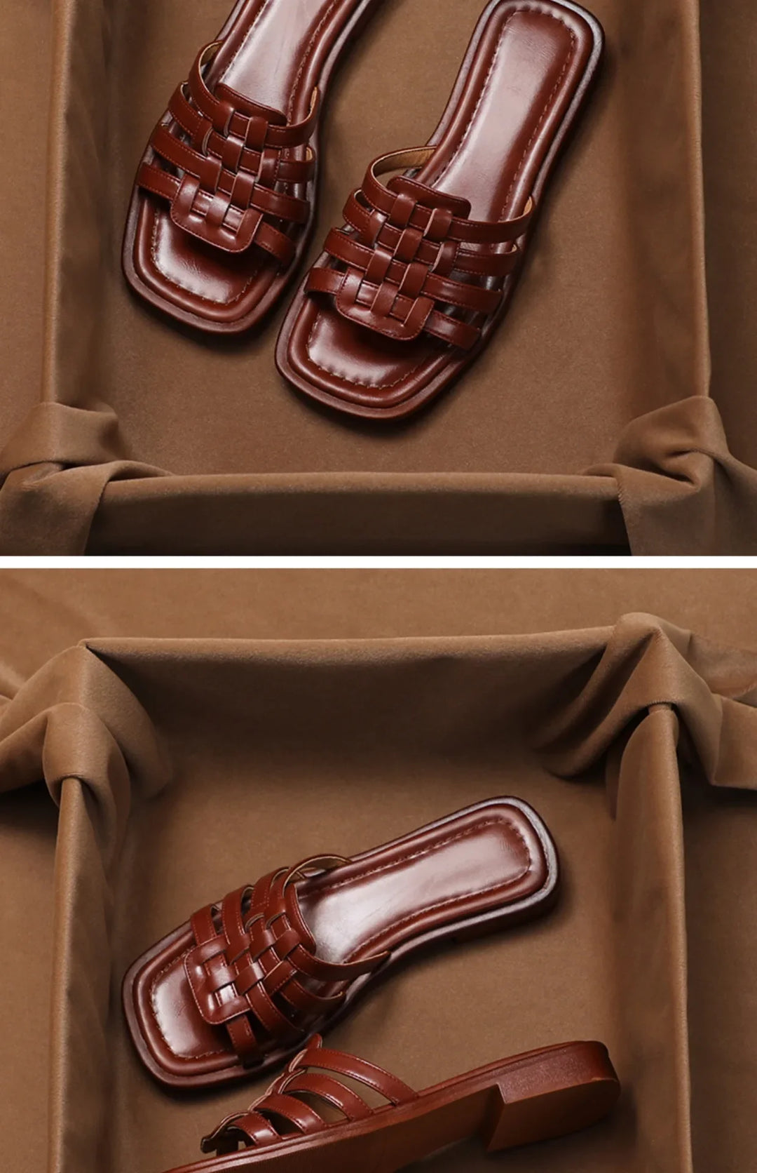 Olivia Bennet | Italian Leather Slides for Women in Natural Color
