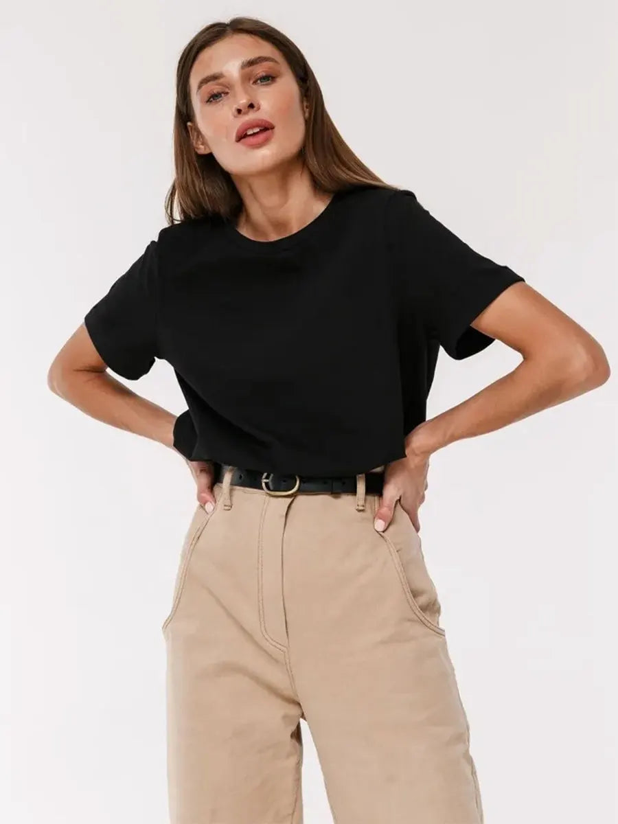 Olivia Bennet | Cotton Tee for Women, Regular Fit, White