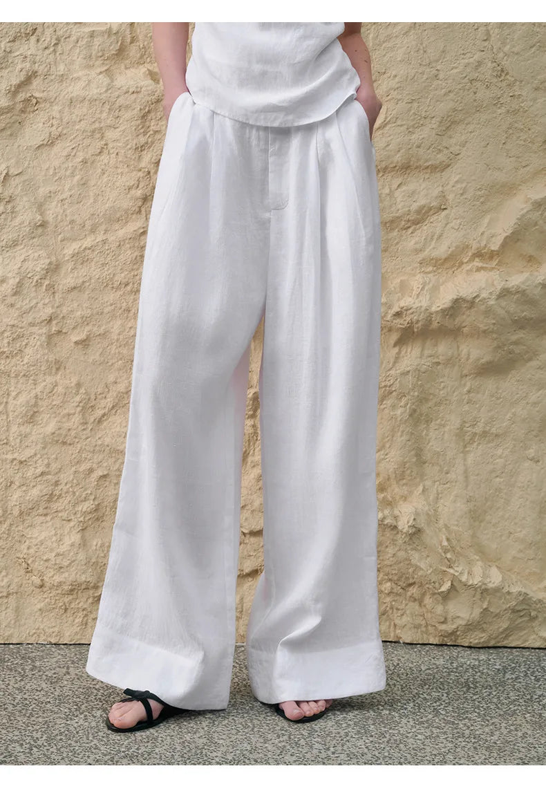 Olivia Bennet | Pleated Wide Leg Linen Pant