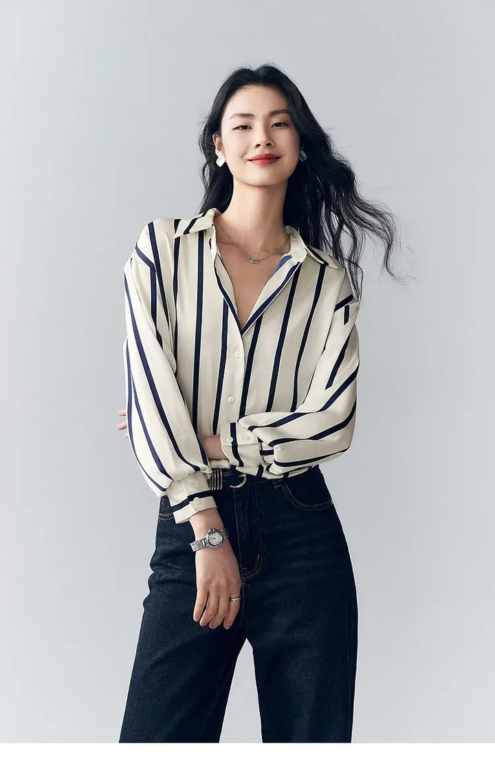 Olivia Bennet | Stripe Satin Blouse for Women