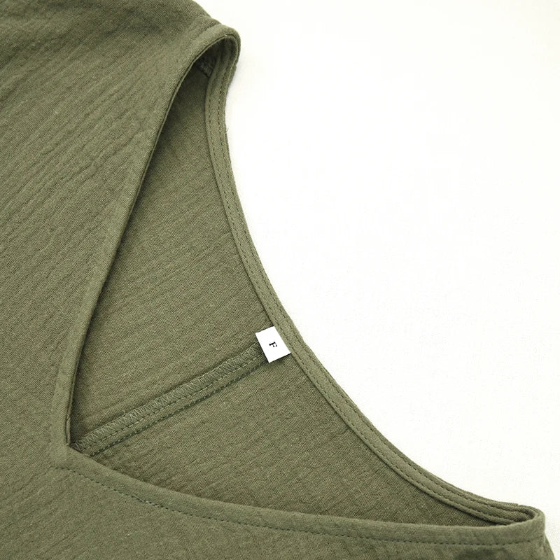 Olivia Bennet | V-Neck Crop Tee for Women in Gauze Fabric