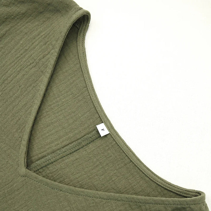 Olivia Bennet | V-Neck Crop Tee for Women in Gauze Fabric