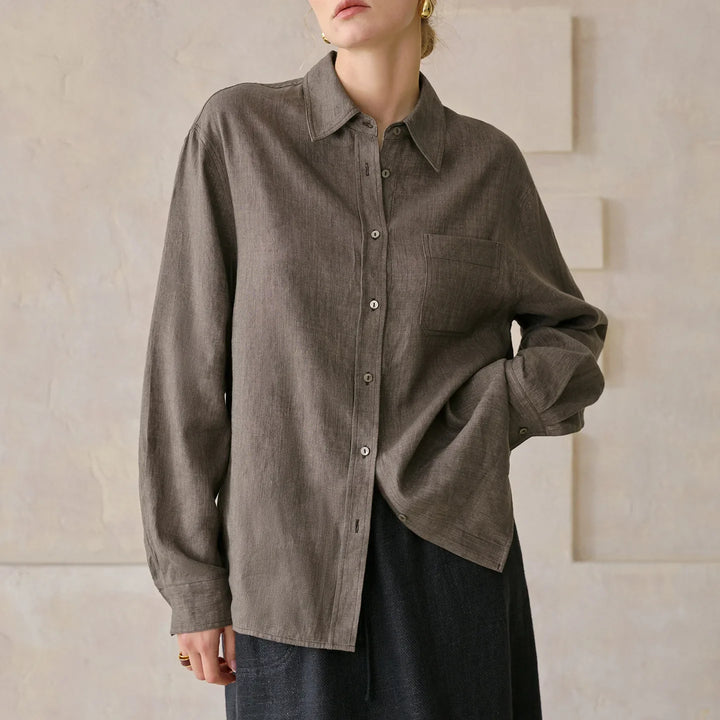 Olivia Bennet | Linen Shirt for Women, Relaxed Fit, White