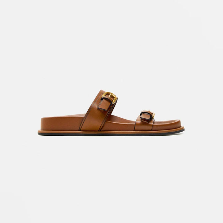 Olivia Bennet | Leather Slides for Women in Black