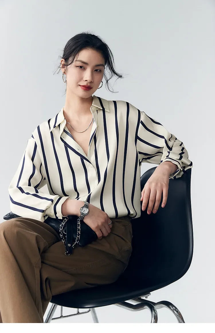 Olivia Bennet | Stripe Satin Blouse for Women