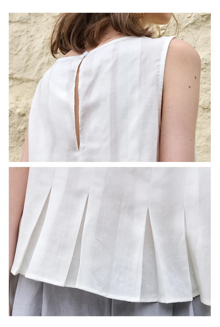 Olivia Bennet | Pleated Hem Linen Top