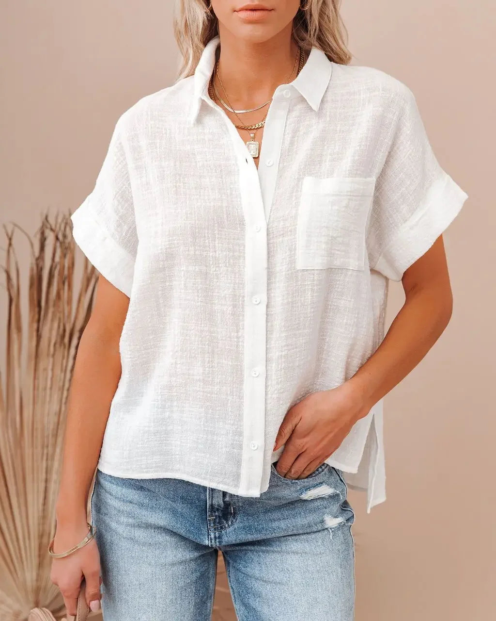 Olivia Bennet | Women's Blouse, Silk, Regular Fit, White, Elegant