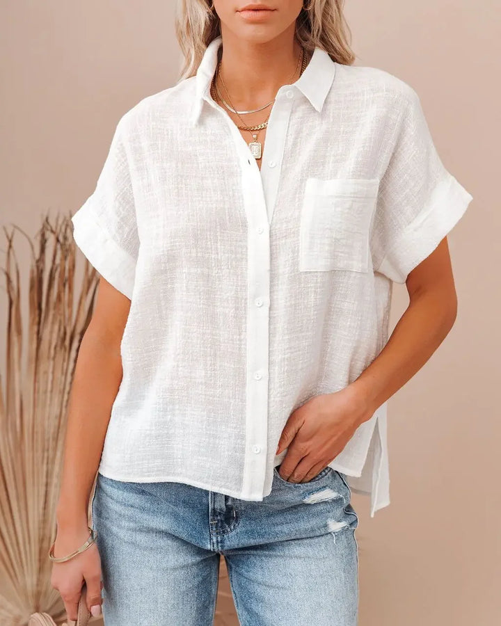Olivia Bennet | Women's Blouse, Silk, Regular Fit, White, Elegant