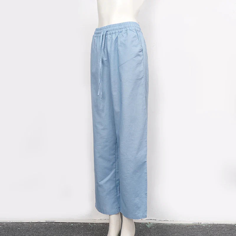 Olivia Bennet | Linen Lounge Pant for Women in Natural Fit