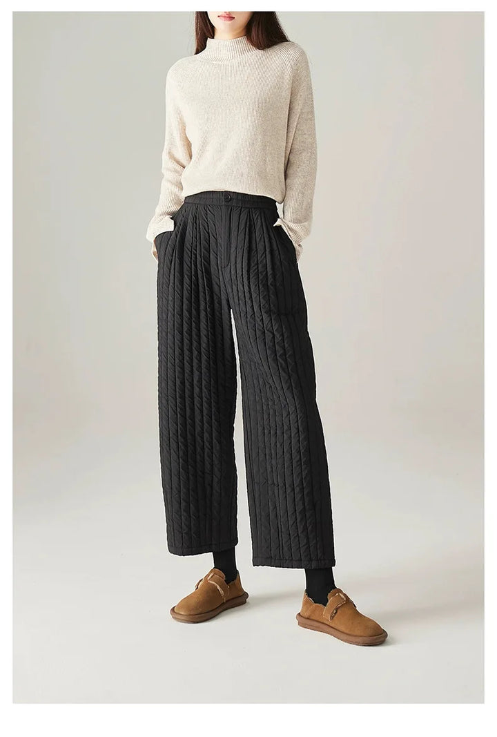 Olivia Bennet | Cotton Wide-Leg Pants for Women in Natural Color