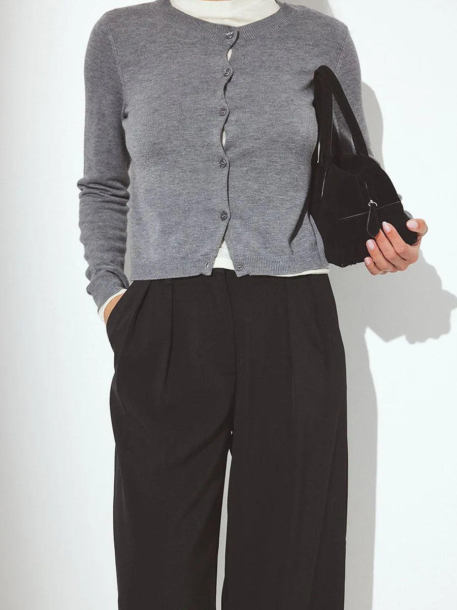 Olivia Bennet | Knit Button Cardigan for Women in Natural Color