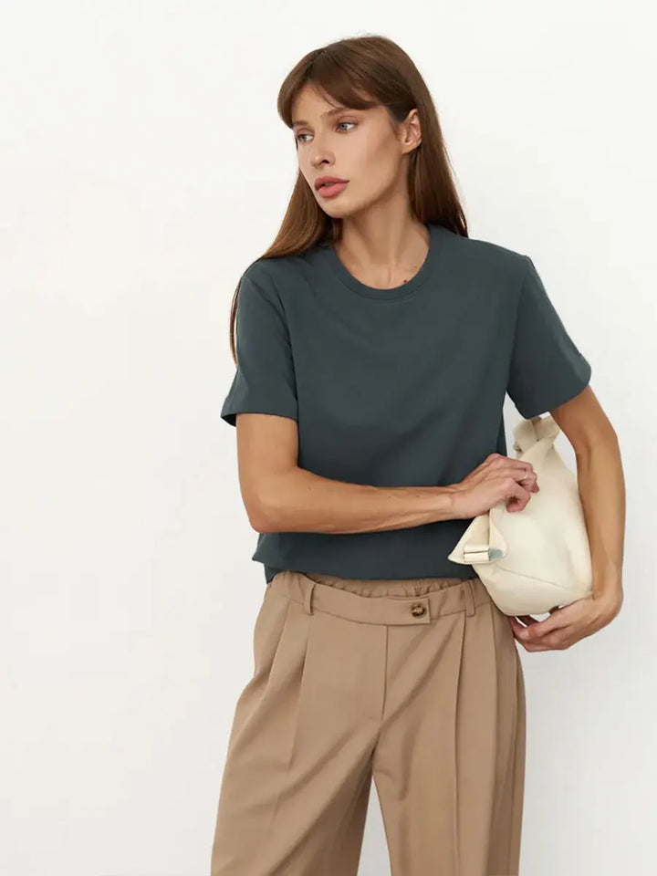 Olivia Bennet | Cotton Tee for Women, Regular Fit, White