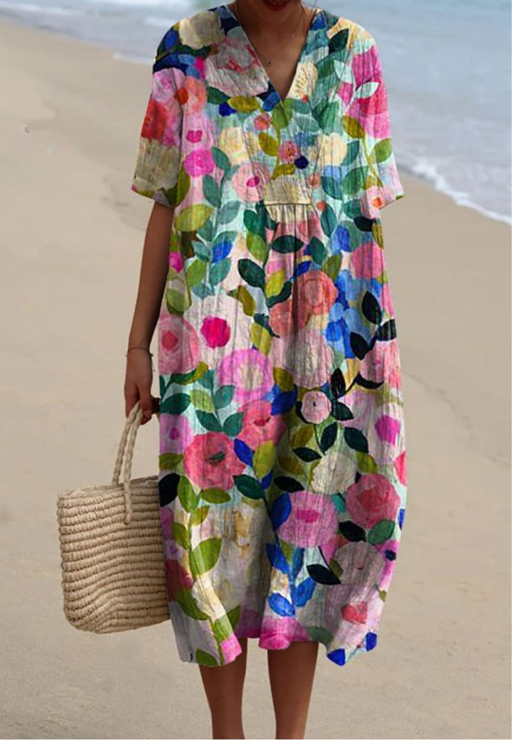 FLORA | FLORAL GARDEN PRINT FLOWY DRESS