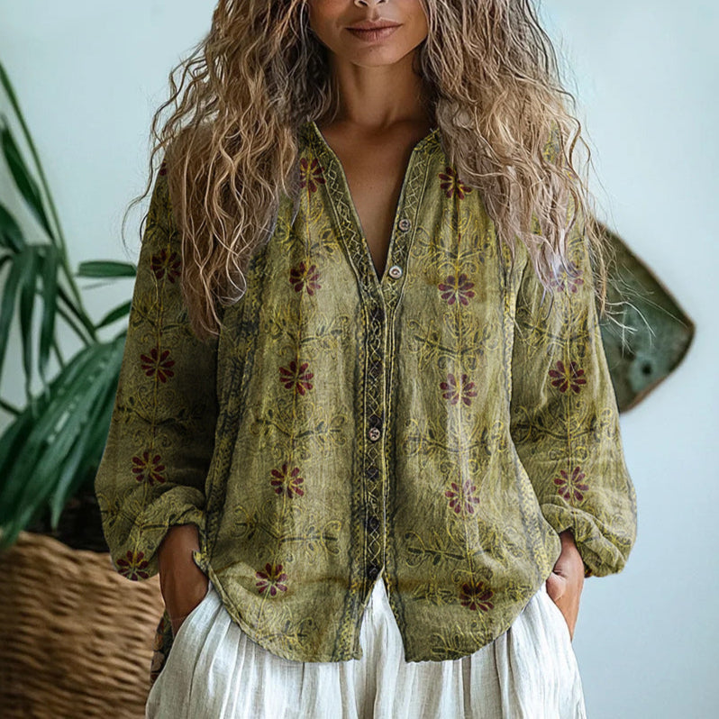 Ambre™ | Blouse - Vintage Leaf Print
