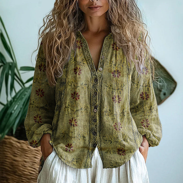 Ambre™ | Blouse - Vintage Leaf Print
