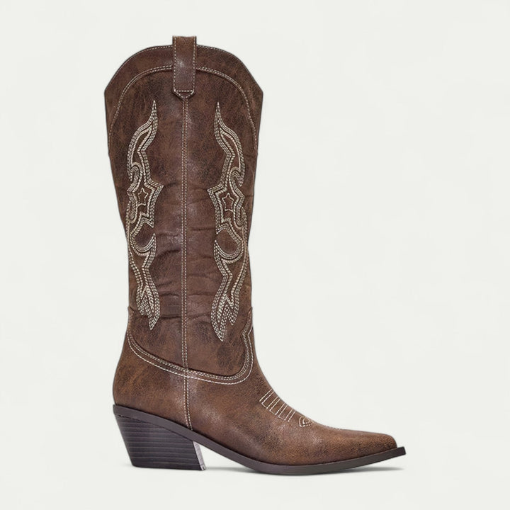Western Calf High Pointed Toe Boots for Women