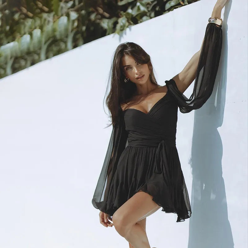 | Summer Long Sleeve Mini Dress