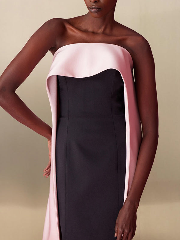 Olivia Bennet | Loose Sleeveless Contrast Color Tube Maxi Dresses