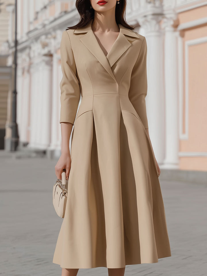 Olivia Bennet | Beige Blazer-Style Midi Dress