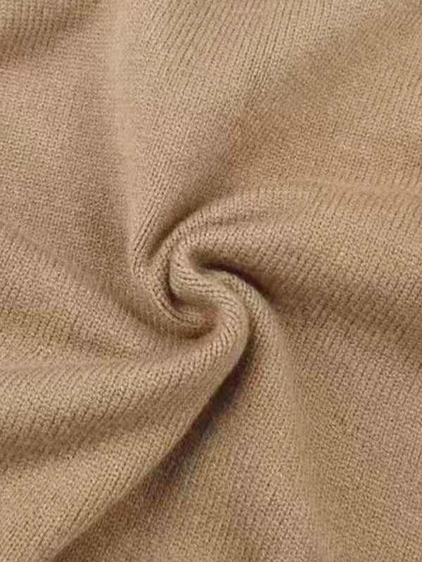 Olivia Bennet | Long Sleeves Loose Solid Color High Neck Midi Dresses Sweater Dresses